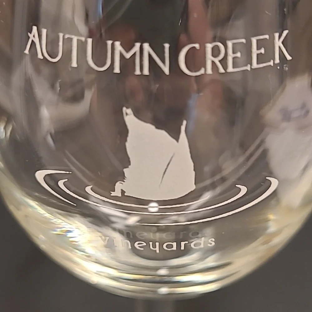 Pair of Autumn Creek Vineyards, Bottoms Up Wine Glasses